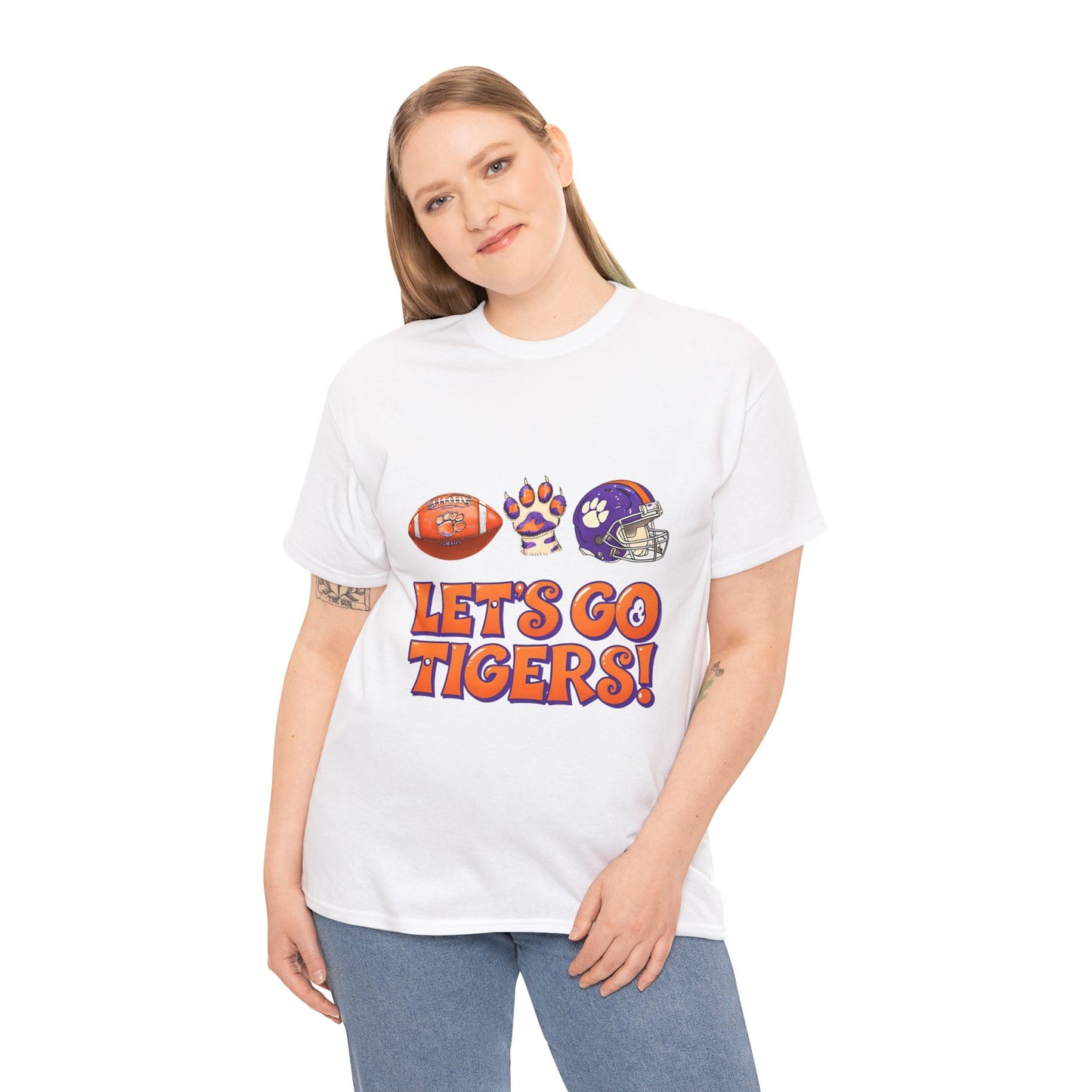 Unisex Heavy Cotton Tee - Let's Go Tigers! Sports Fan Tee, Game Day Shirt, Tailgate Apparel, Team Pride Top, College Football Gear