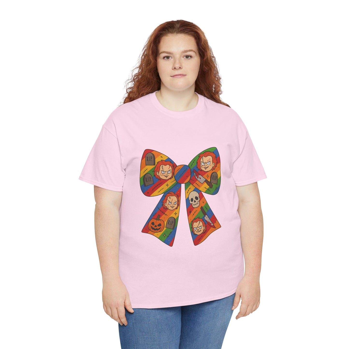 Colorful Halloween Bow Tee, Fun Costume T-Shirt, Halloween Party Shirt, Unisex Graphic Tee, Cozy Everyday Wear, Unique Gift Idea