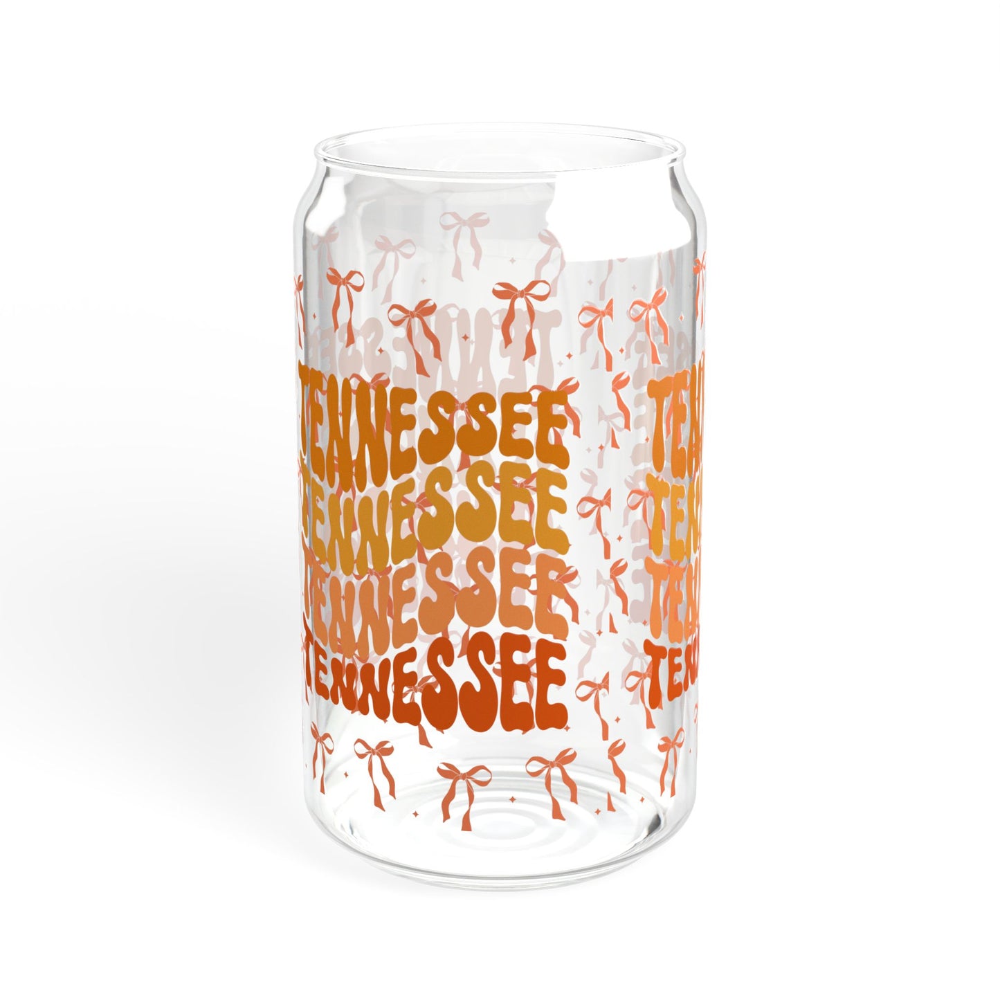 Coquette Bow Tennessee Sipper Glass, Tropical Drinkware, Summer Party Essential, Eco-Friendly Glass Cup, Tn game day, tennessee fan gift, graduation gift