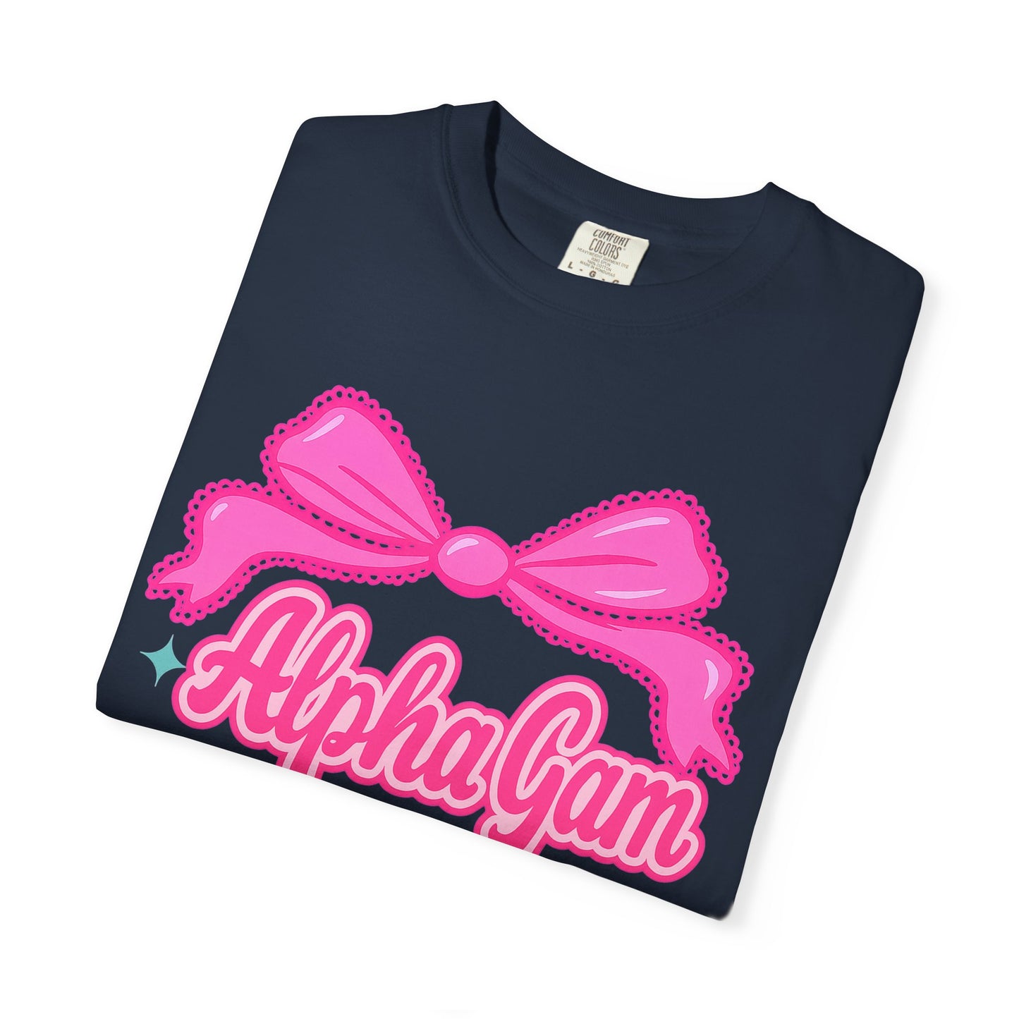 AlphaGam Bow T-Shirt | Unisex Garment-Dyed Tee for Sorority Sisters, College Apparel, Gifts for Greek Life, Casual Outfit, Sorority [...]