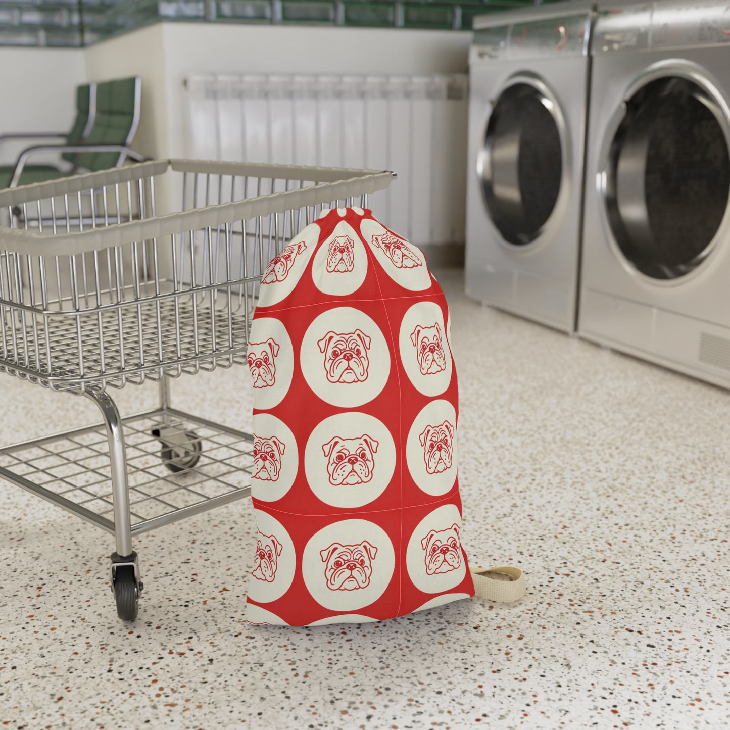 Bulldog Pattern Laundry Bag, Dog Lover Gift, Red and Cream Design, Georgia Graduation Gift, College Dorm Room, Georgia Bulldogs