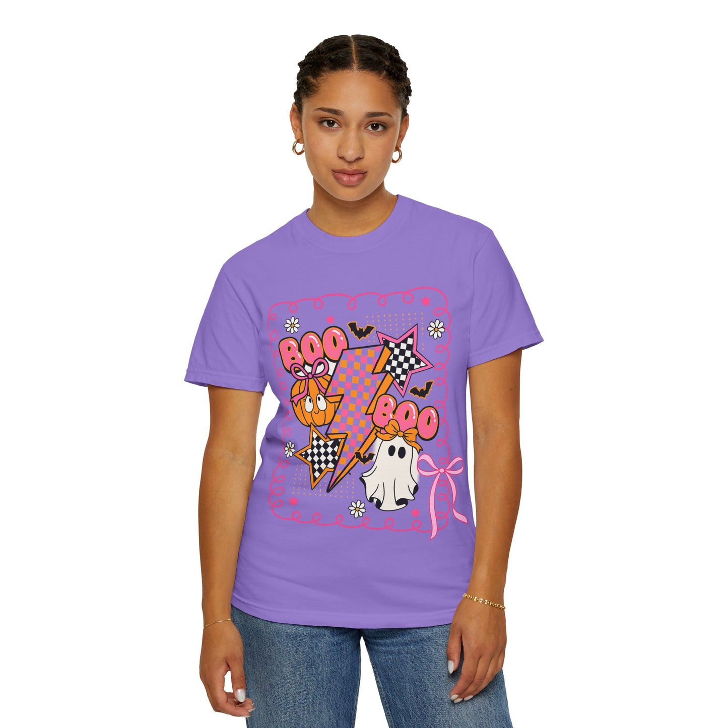 Retro Design Orange & Pink Unisex Halloween T-Shirt