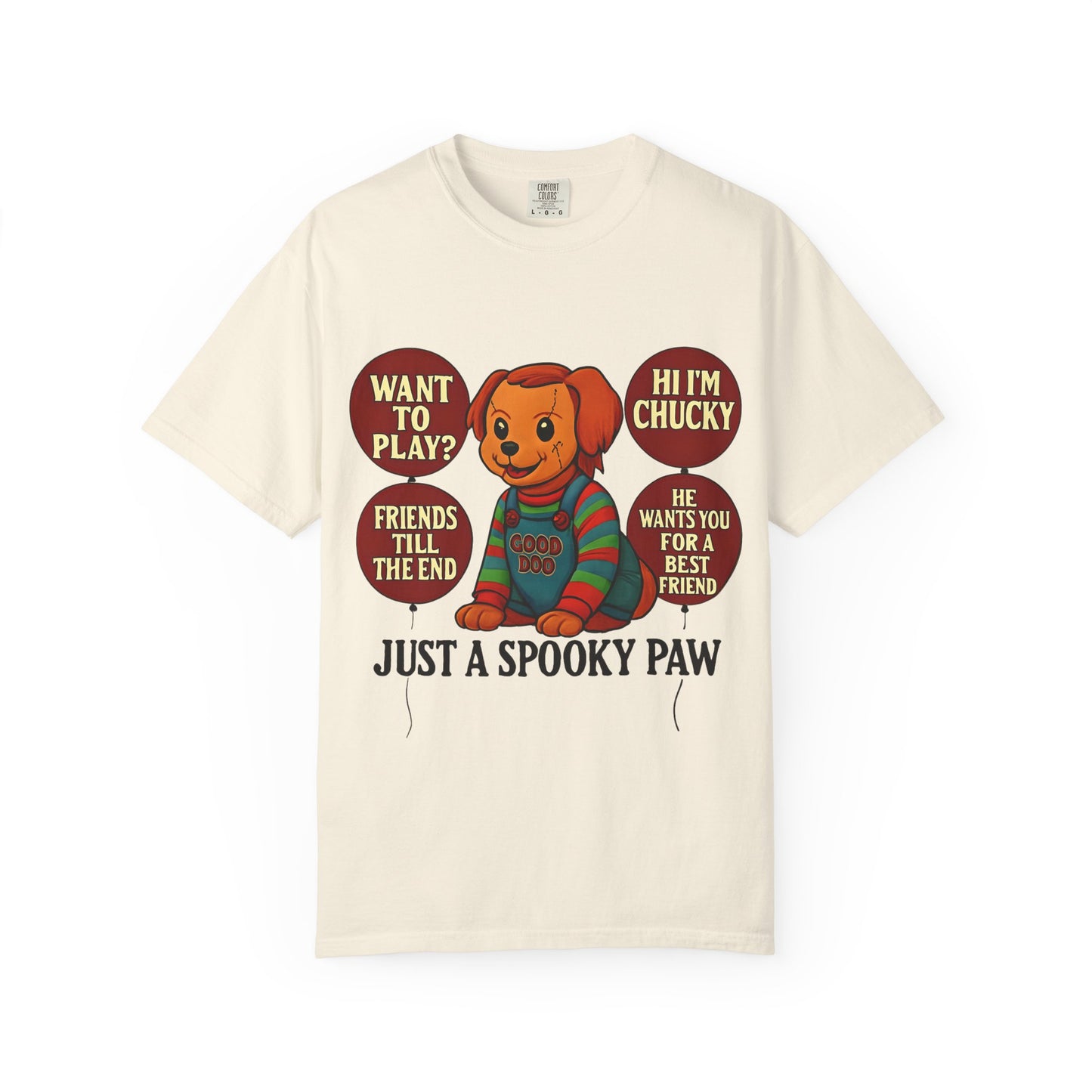 Spooky Graphic T-shirt, Halloween Costume Top, Unisex Tee, Funny Chucky Shirt, Gift for Horror Fans, Cute Spooky Apparel