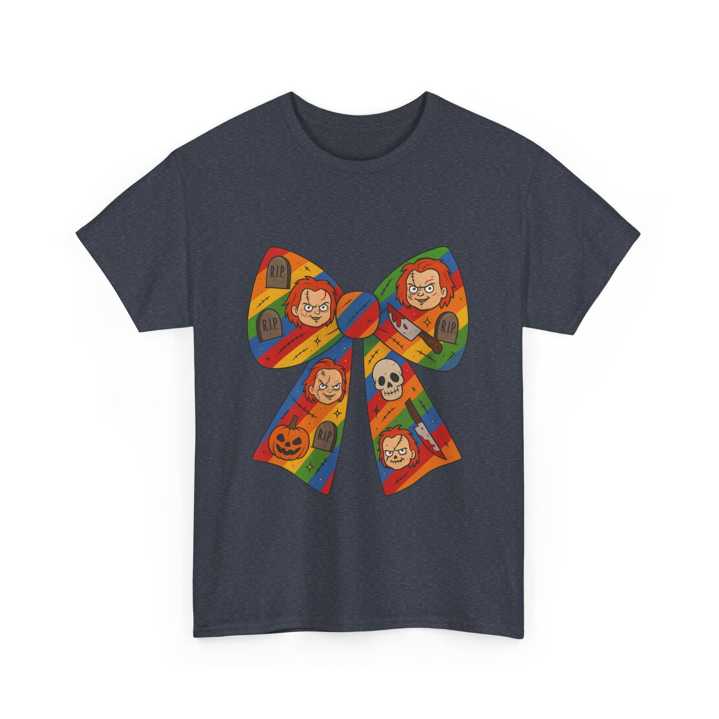 Colorful Halloween Bow Tee, Fun Costume T-Shirt, Halloween Party Shirt, Unisex Graphic Tee, Cozy Everyday Wear, Unique Gift Idea