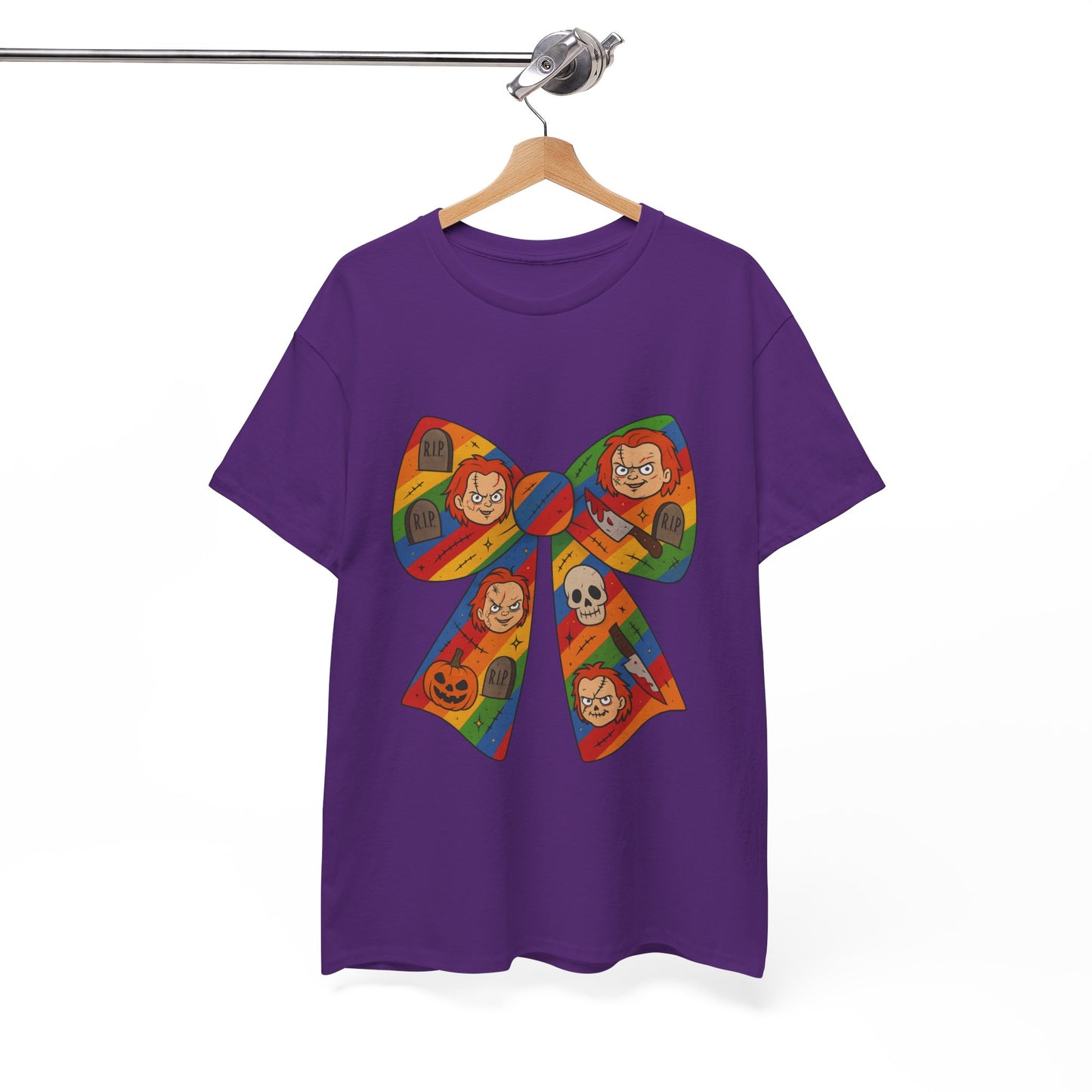 Colorful Halloween Bow Tee, Fun Costume T-Shirt, Halloween Party Shirt, Unisex Graphic Tee, Cozy Everyday Wear, Unique Gift Idea