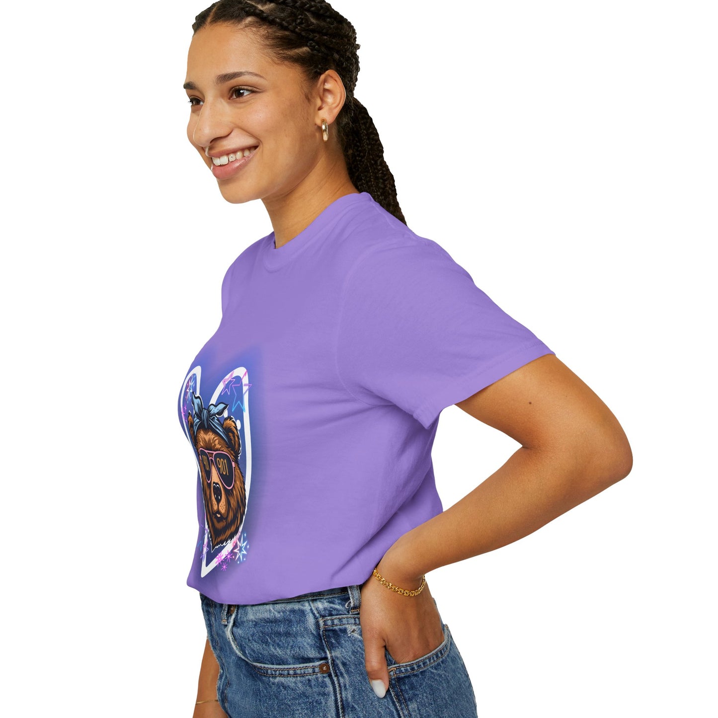Neon Memphis Bear Graphic T-Shirt, Unisex Fashion Tee, Trendy Apparel, Memphis Grizz, 901 Memphis, Retro Design, Comfort Colors, Memphis Basketball Fan