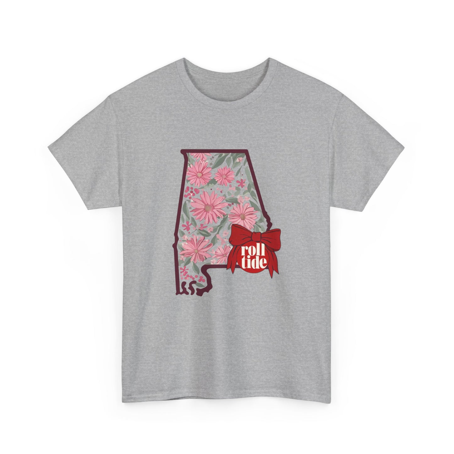 Floral Alabama Tee - Roll Tide Unisex Heavy Cotton T-Shirt, Casual Wear, Game Day Outfit, College Apparel, Southern Pride