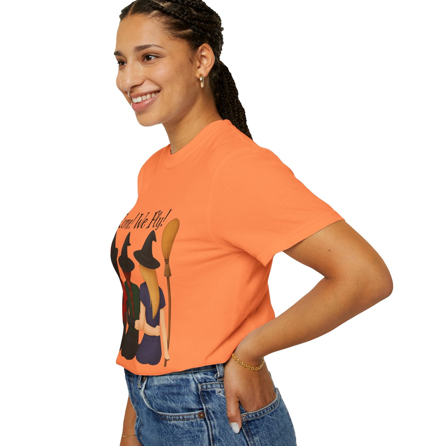 Witchy Halloween T-shirt - Come We Fly Unisex Garment-Dyed Tee