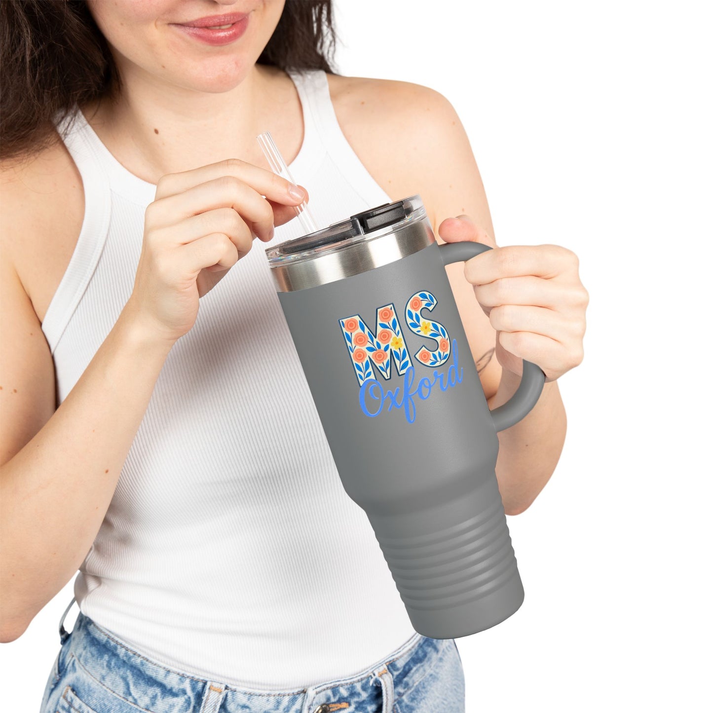Floral Insulated Travel Mug-40 oz., Oxford, MS Design