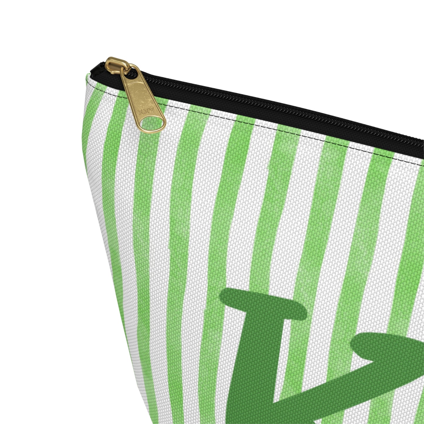 KD Green Striped Accessory Pouch | Cute Makeup Bag, Storage Organizer, Gift for Students, Eco-Friendly Travel Pouch, Teddy Bear Lover Gift