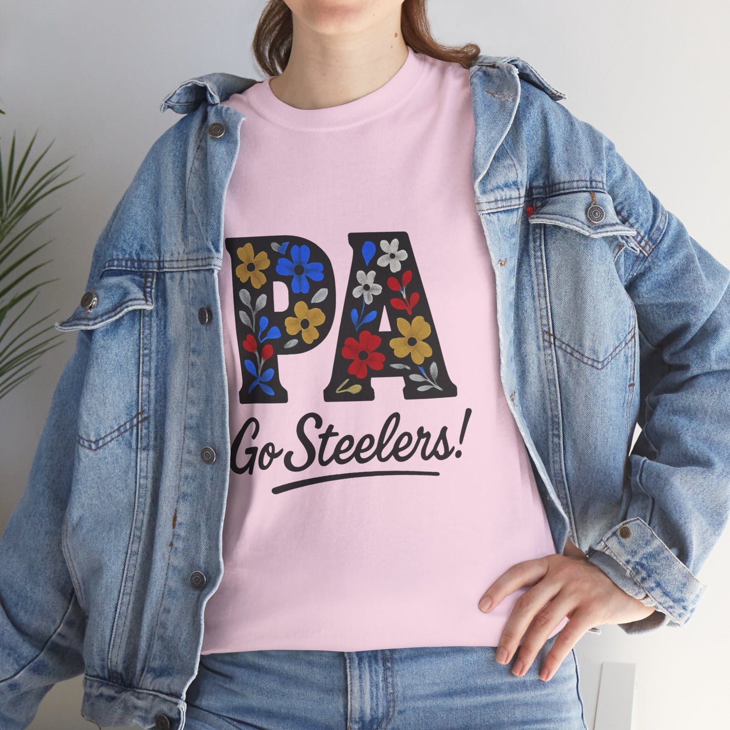 Sports Fan Tee - Floral PA Go Steelers Unisex Heavy Cotton Tee