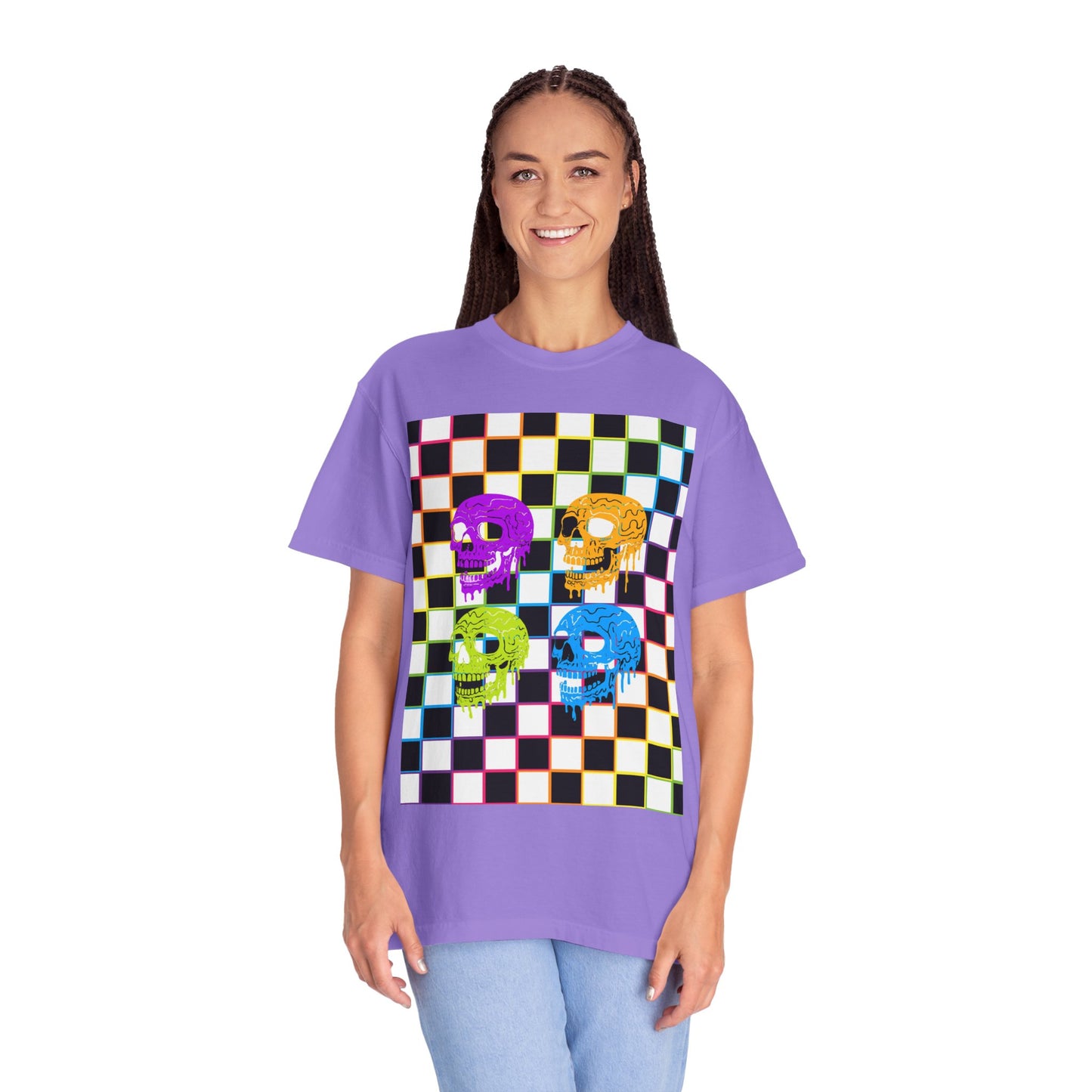 Vibrant Skull Graphic T-Shirt, Unisex Tee, Halloween Outfit, Alternative Fashion, Festival Wear, Casual Street Style