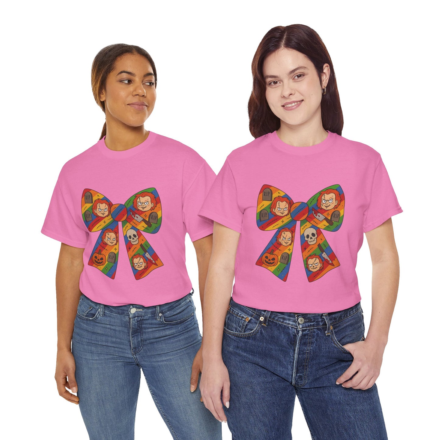 Colorful Halloween Bow Tee, Fun Costume T-Shirt, Halloween Party Shirt, Unisex Graphic Tee, Cozy Everyday Wear, Unique Gift Idea