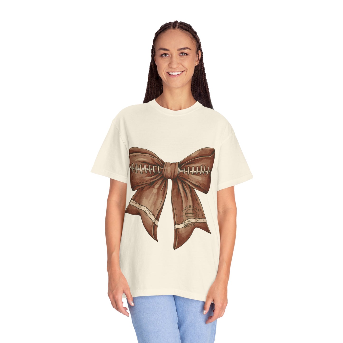 Football Bow T-Shirt: Unisex Casual Wear for Game Day Apparel