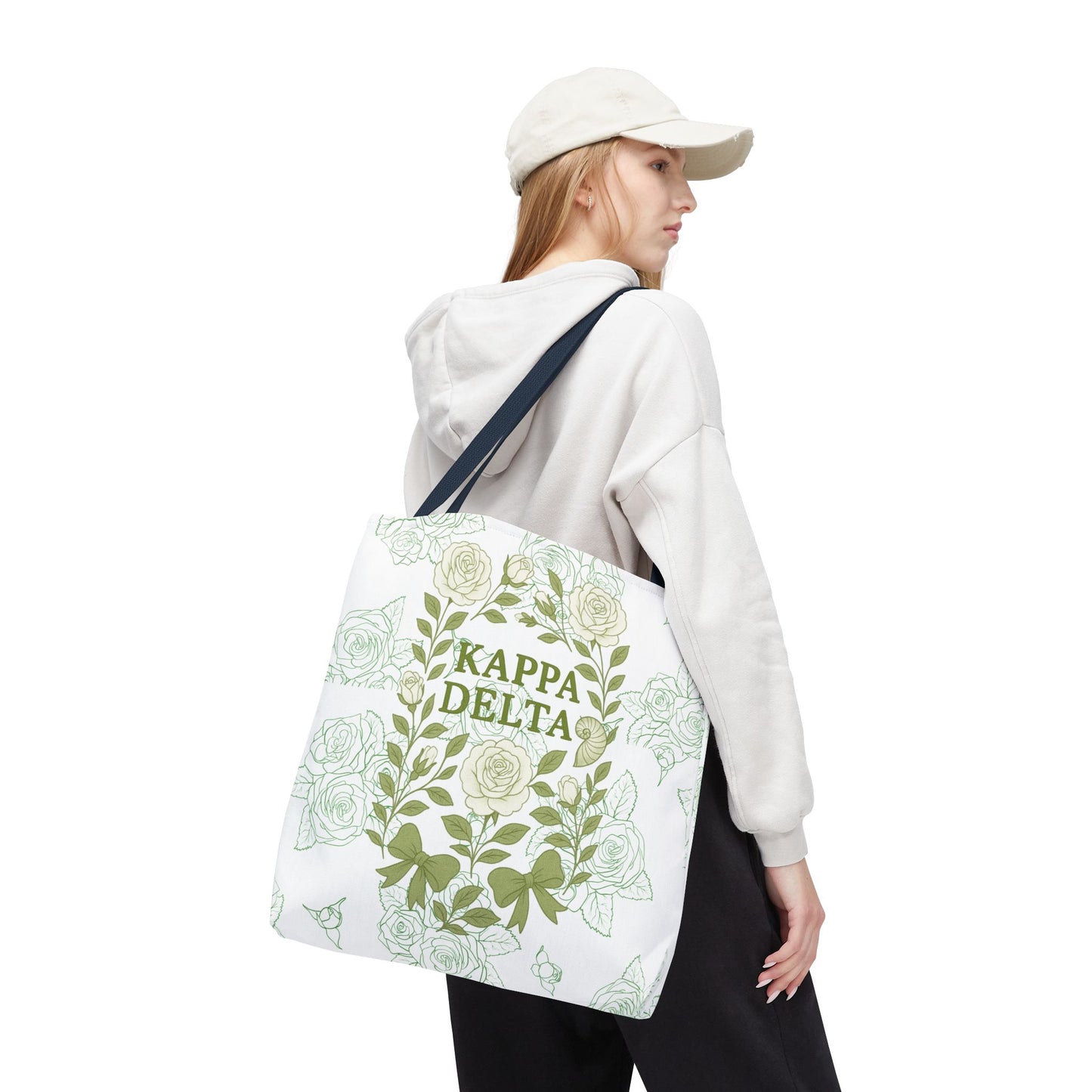 Elegant Kappa Delta Tote Bag, Floral AOP Design, Sorority Bag, Gift for Sisters, Eco-Friendly Shopping Bag