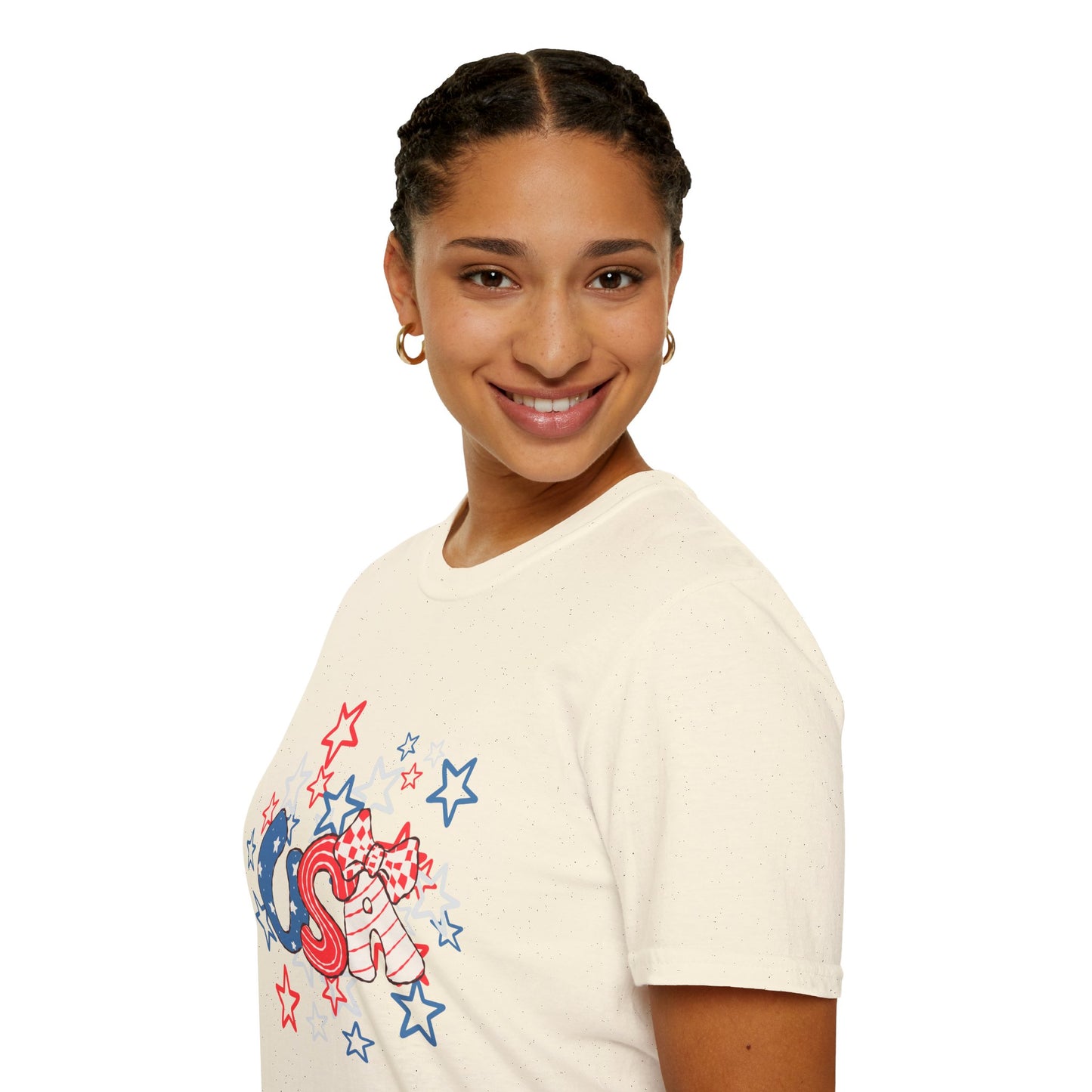 Patriotic Unisex T-Shirt for Independence Day, July 4th Celebration, Star-Patterned Tee, USA Graphic Top, Casual American Apparel
