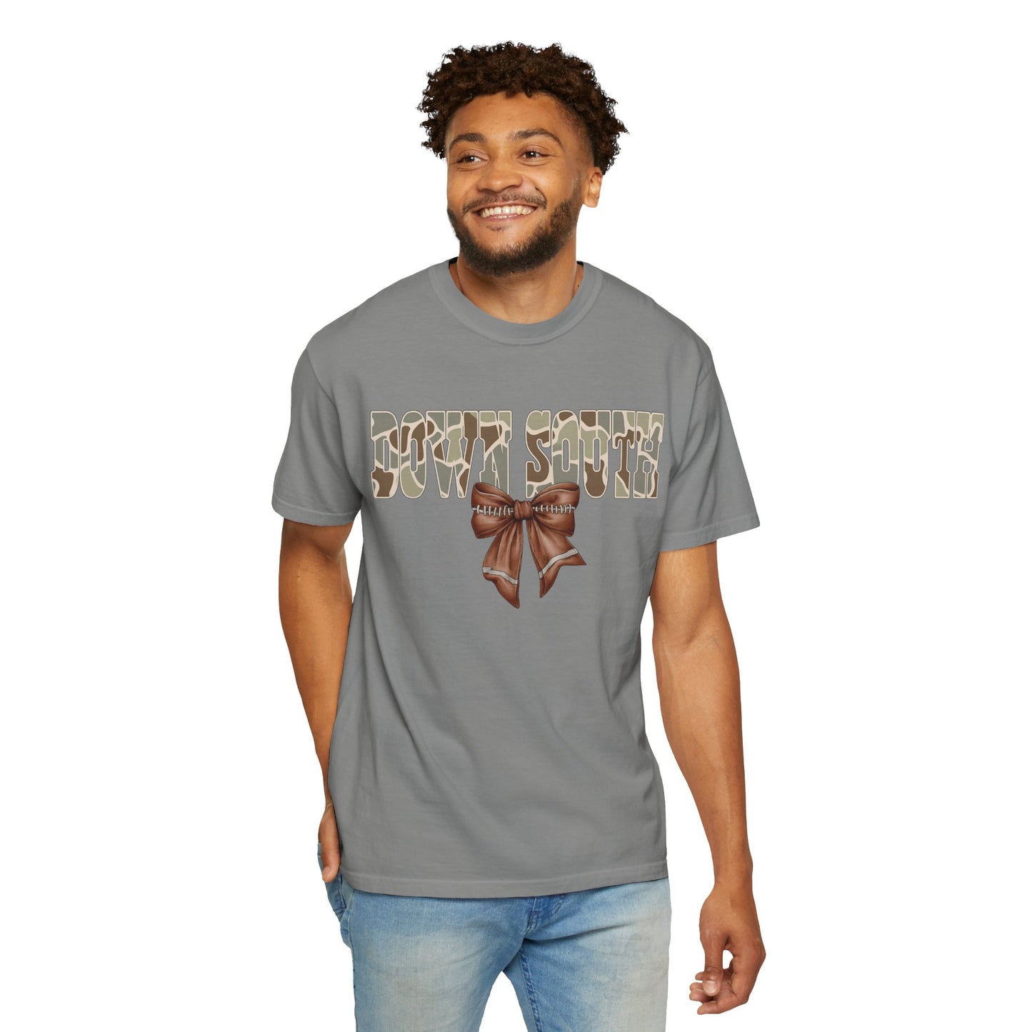 Camo Bow Graphic Tee - Trendy Apparel for Casual Outings and Birthdays