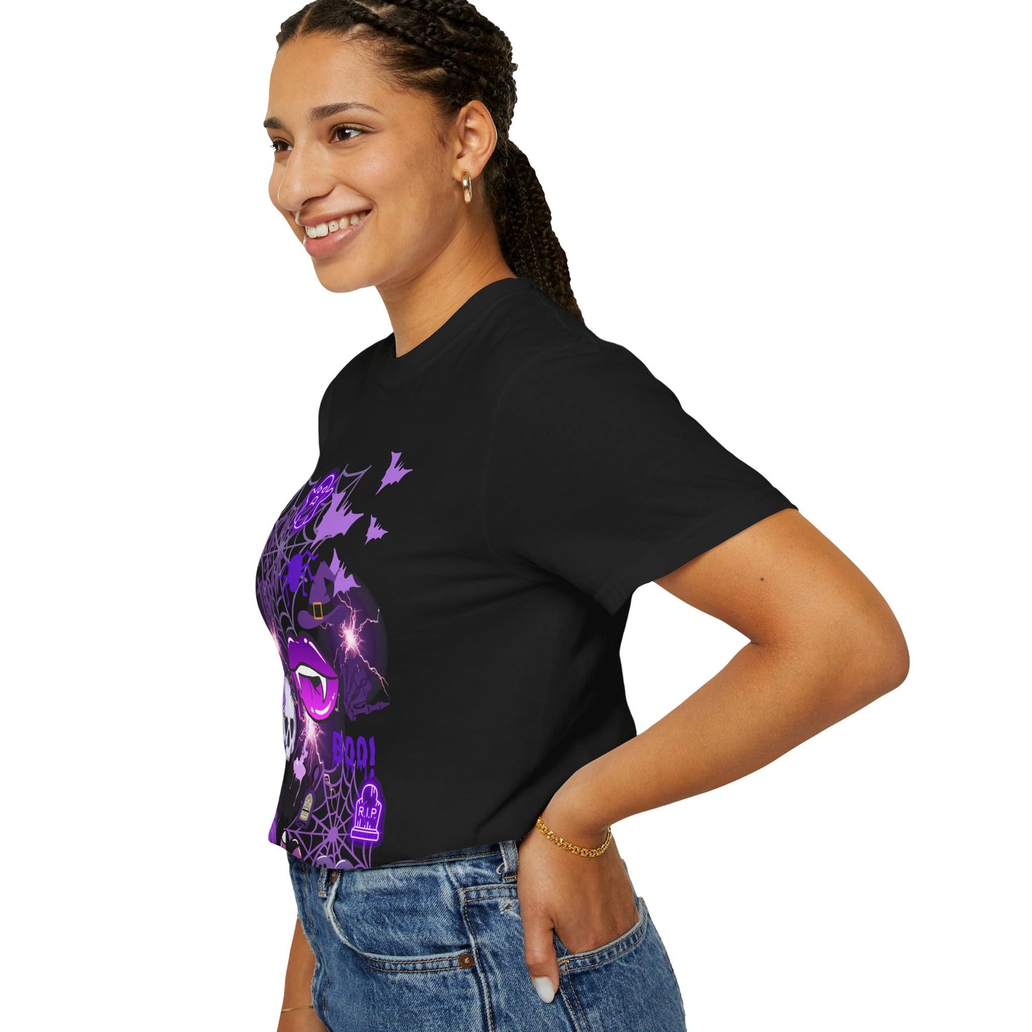 Spooky Purple Vibes Halloween Graphic T-Shirt, Fun Unisex Tee for Spooky Season, Trick or Treat, Boo! Shirt, Halloween Party Wear, Gift Idea