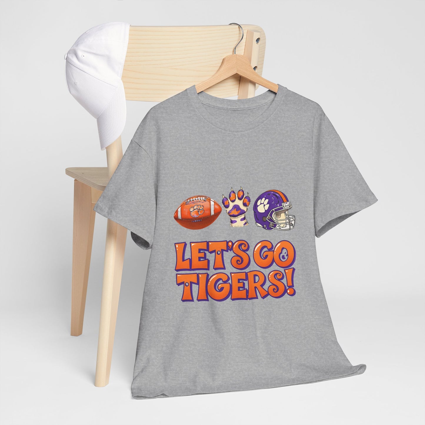 Unisex Heavy Cotton Tee - Let's Go Tigers! Sports Fan Tee, Game Day Shirt, Tailgate Apparel, Team Pride Top, College Football Gear