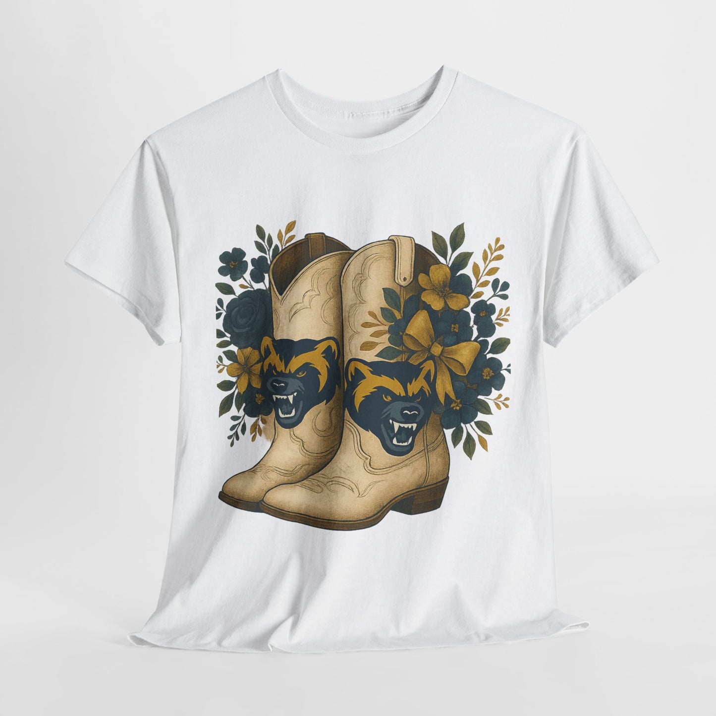 Graphic Tee - Michigan Wolverines Maize and Blue Country Chic Floral Cowboy Boots Vintage Style Shirt