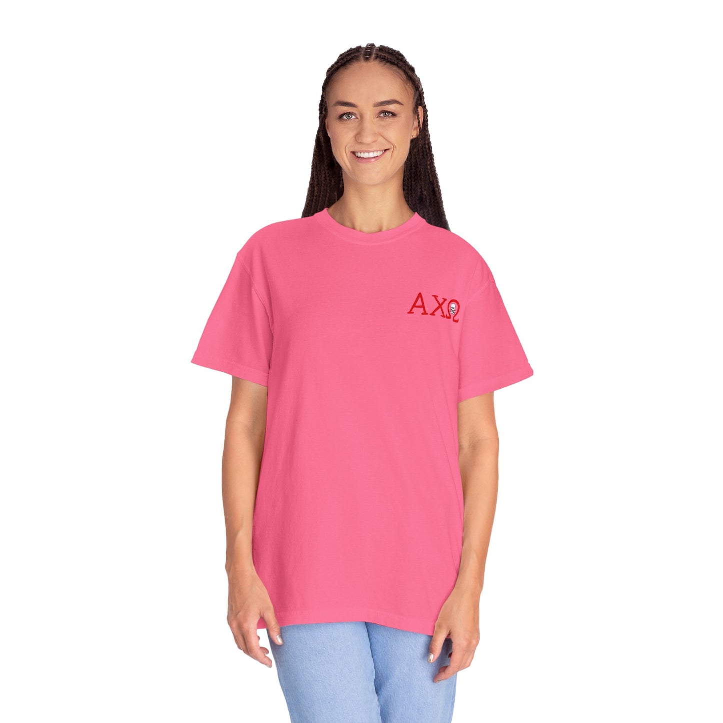 Alpha Chi Omega Garment-Dyed T-shirt, Unisex College Apparel, Sorority Shirt, Graduation Gift, Vintage Style Tee