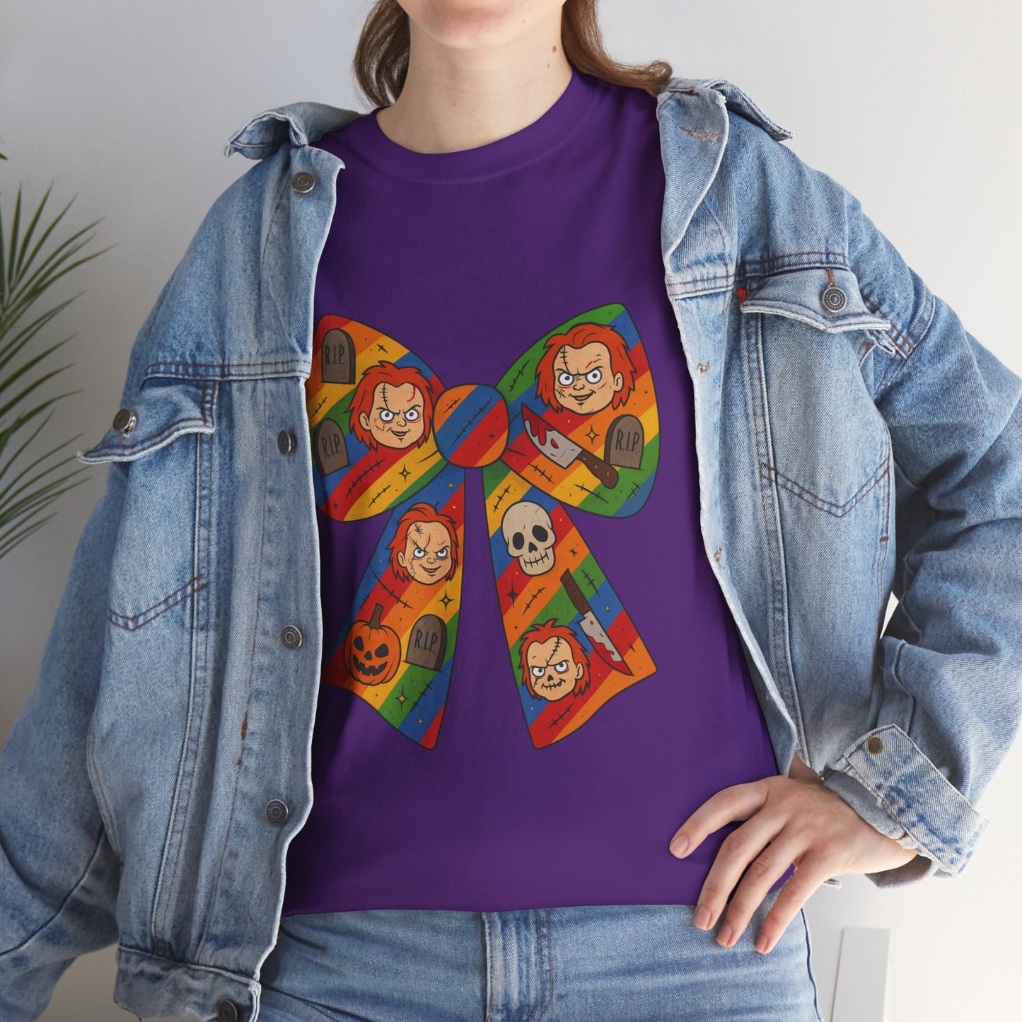 Colorful Halloween Bow Tee, Fun Costume T-Shirt, Halloween Party Shirt, Unisex Graphic Tee, Cozy Everyday Wear, Unique Gift Idea