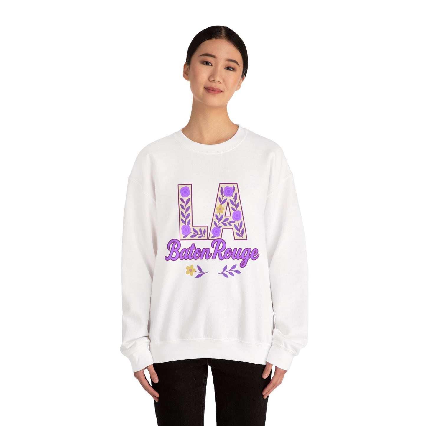 LA Baton Rouge Floral Sweatshirt, Cozy Crewneck for Fall, Gift for Friends, Casual Outing, Southern Style Apparel