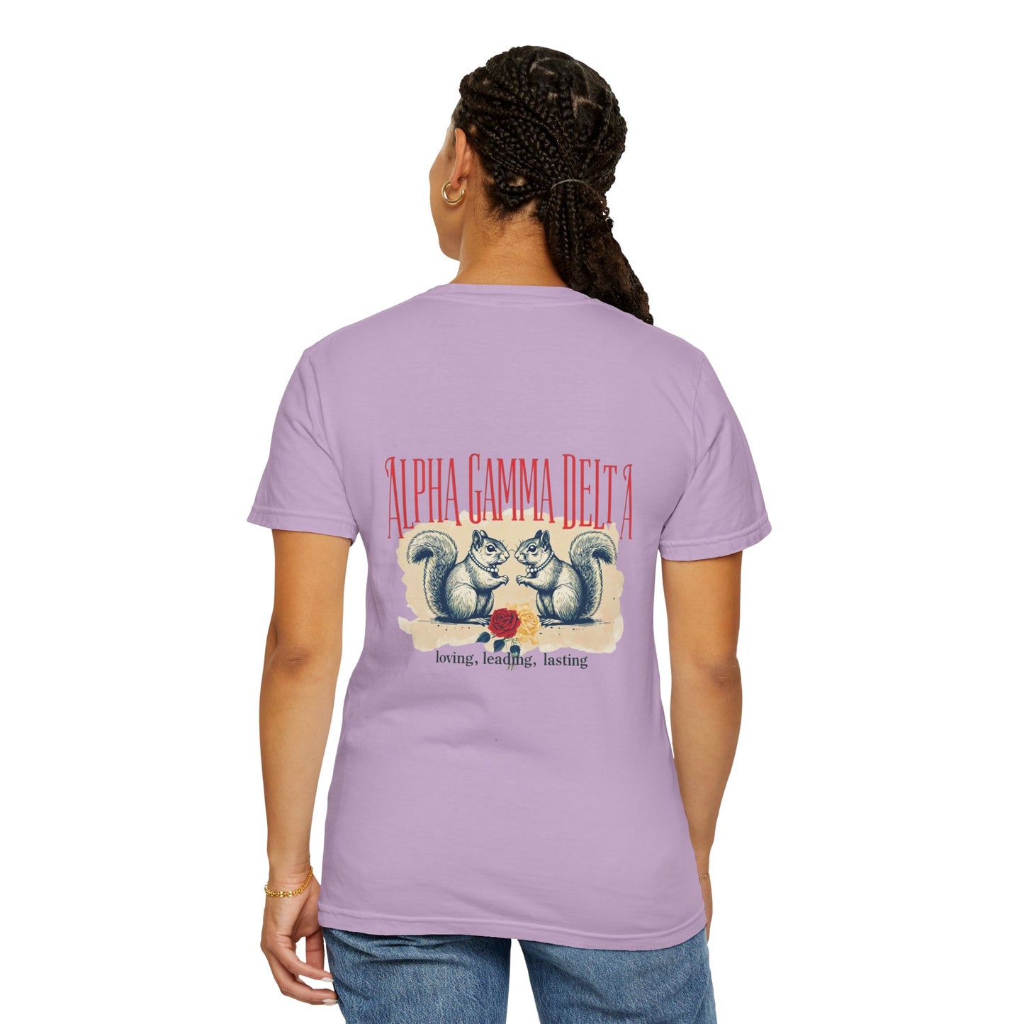 AGD Charming Sorority T-Shirt, Squirrel Design, Unisex Apparel, Perfect Gift, Casual Wear, College Life, Greek Life, Fraternity Events
