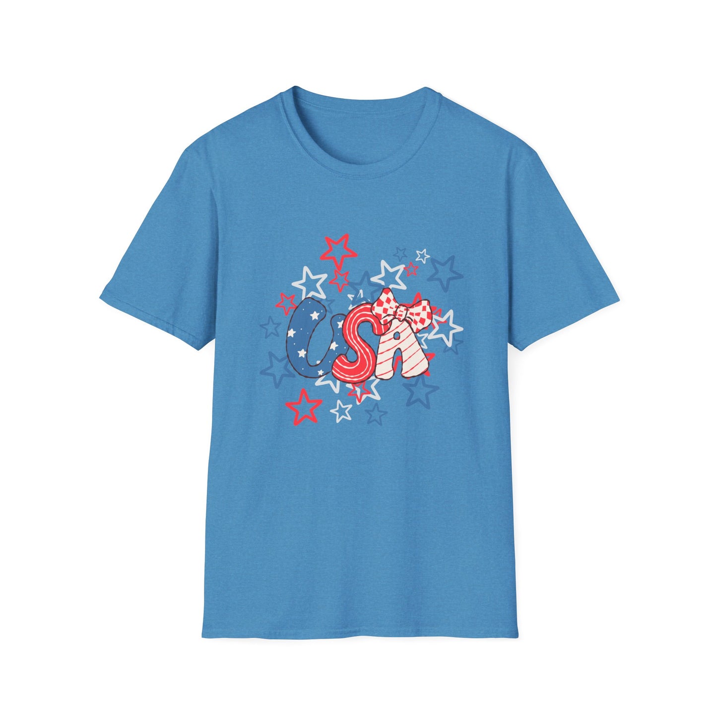 Patriotic Unisex T-Shirt for Independence Day, July 4th Celebration, Star-Patterned Tee, USA Graphic Top, Casual American Apparel