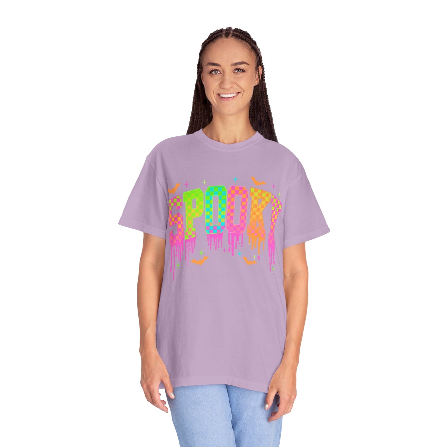 Colorful Neon Checkered Spooky T-Shirt
