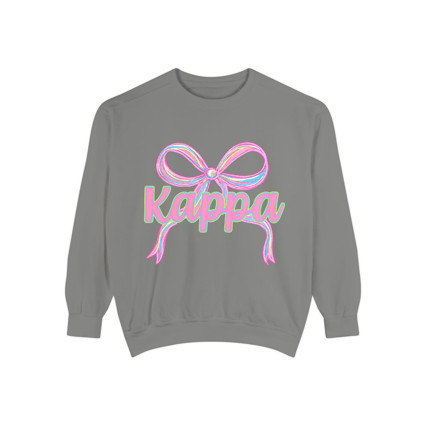 Kappa Bow Sweatshirt, Unisex Garment-Dyed Sweatshirt, Cozy Fashion, Fall Wardrobe, College Spirit, Gift Idea, Trendy Apparel