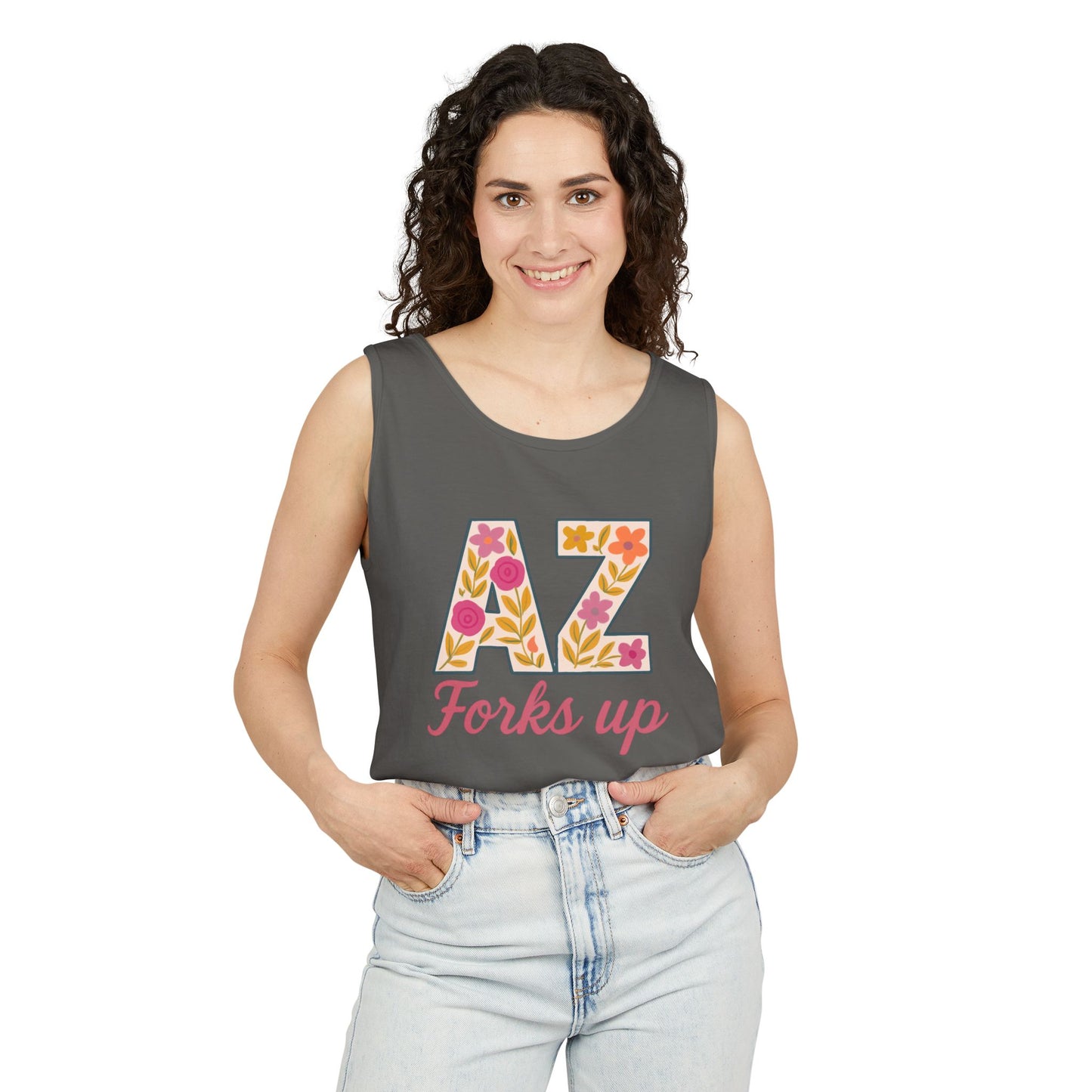 AZ Tank Top - AZ Forks Up Apparel, Summer Wear, Vacation Top, Travel Essentials, Gifts for Arizonans, Sun devils, comfort colors, graduation gift
