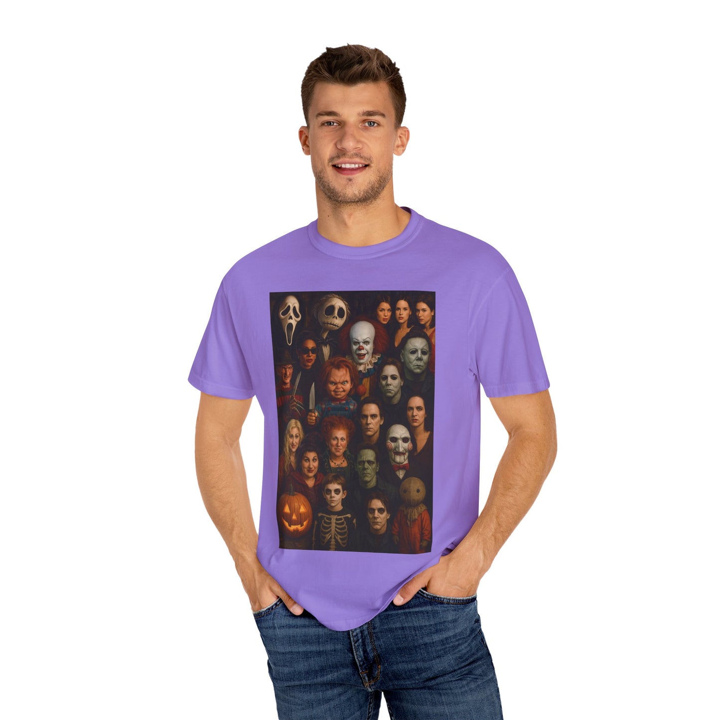 Spooky Halloween T-Shirt | Unisex Garment-Dyed Tee Featuring Iconic Horror Movie Characters, Perfect for Halloween Parties, Horror [...]