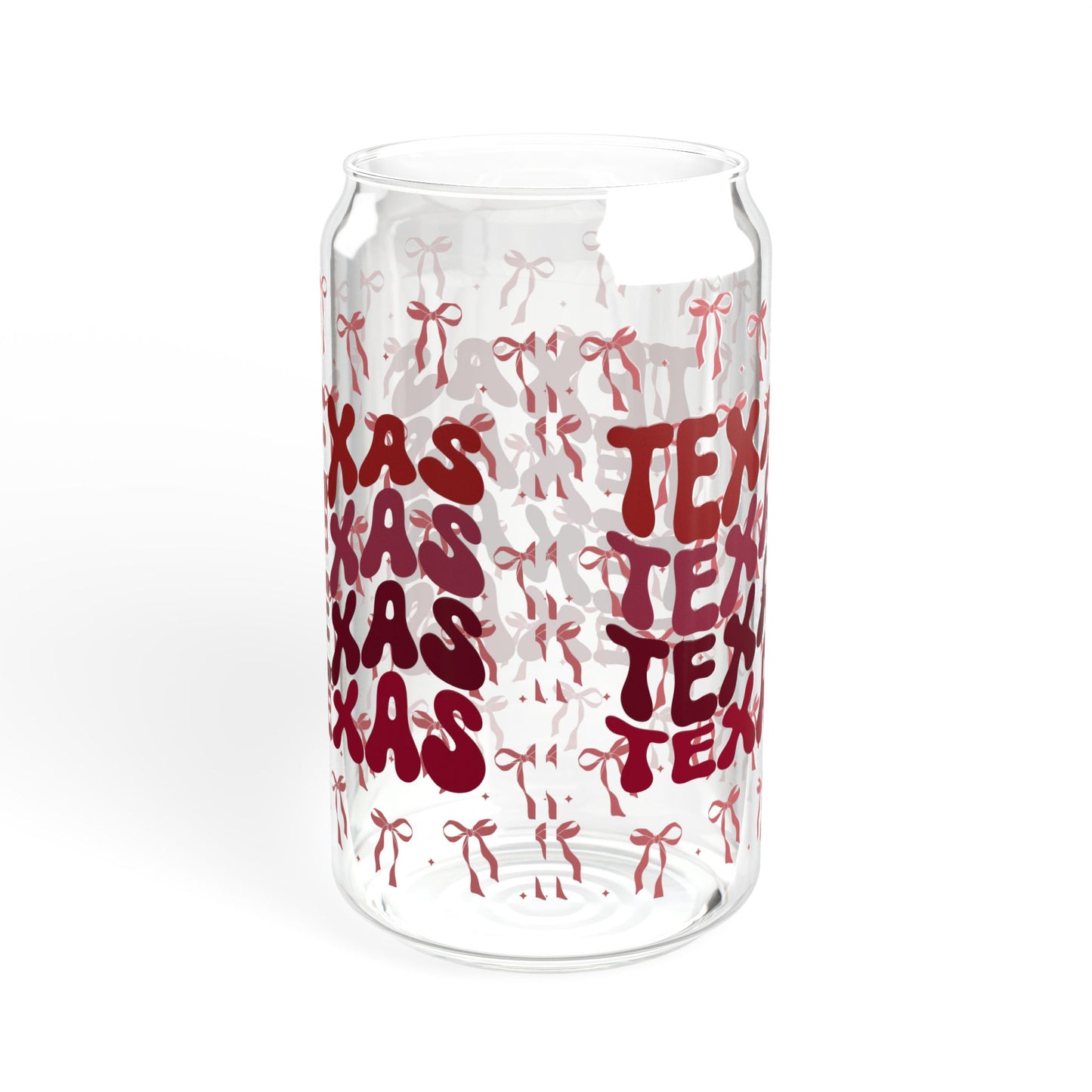 Coquette Bow Texas Sipper Glass, 16oz Travel Mug, Gift for Texans, Summer Hydration, Aggies Game Day, Eco-Friendly Drinkware, Graduation Gift