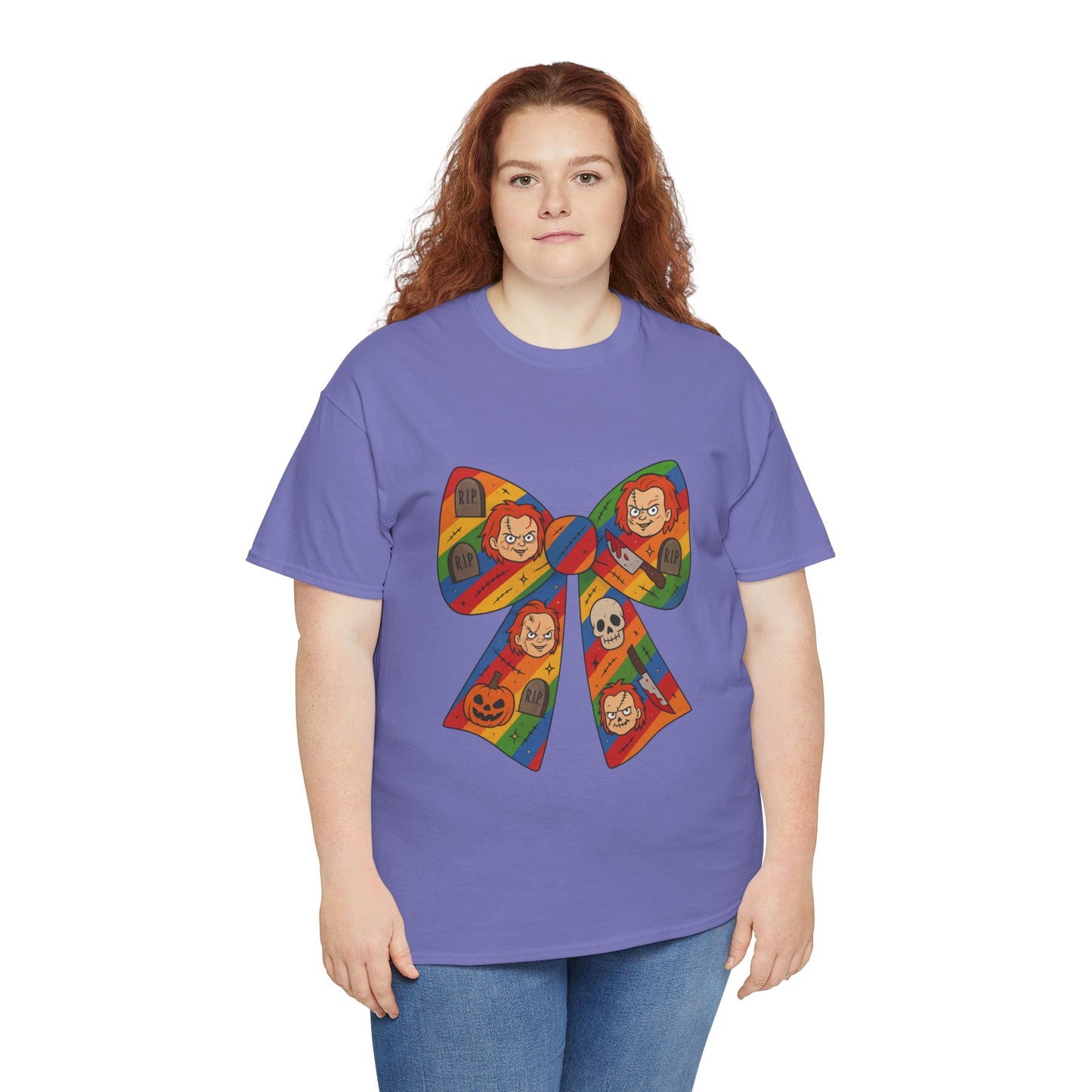 Colorful Halloween Bow Tee, Fun Costume T-Shirt, Halloween Party Shirt, Unisex Graphic Tee, Cozy Everyday Wear, Unique Gift Idea