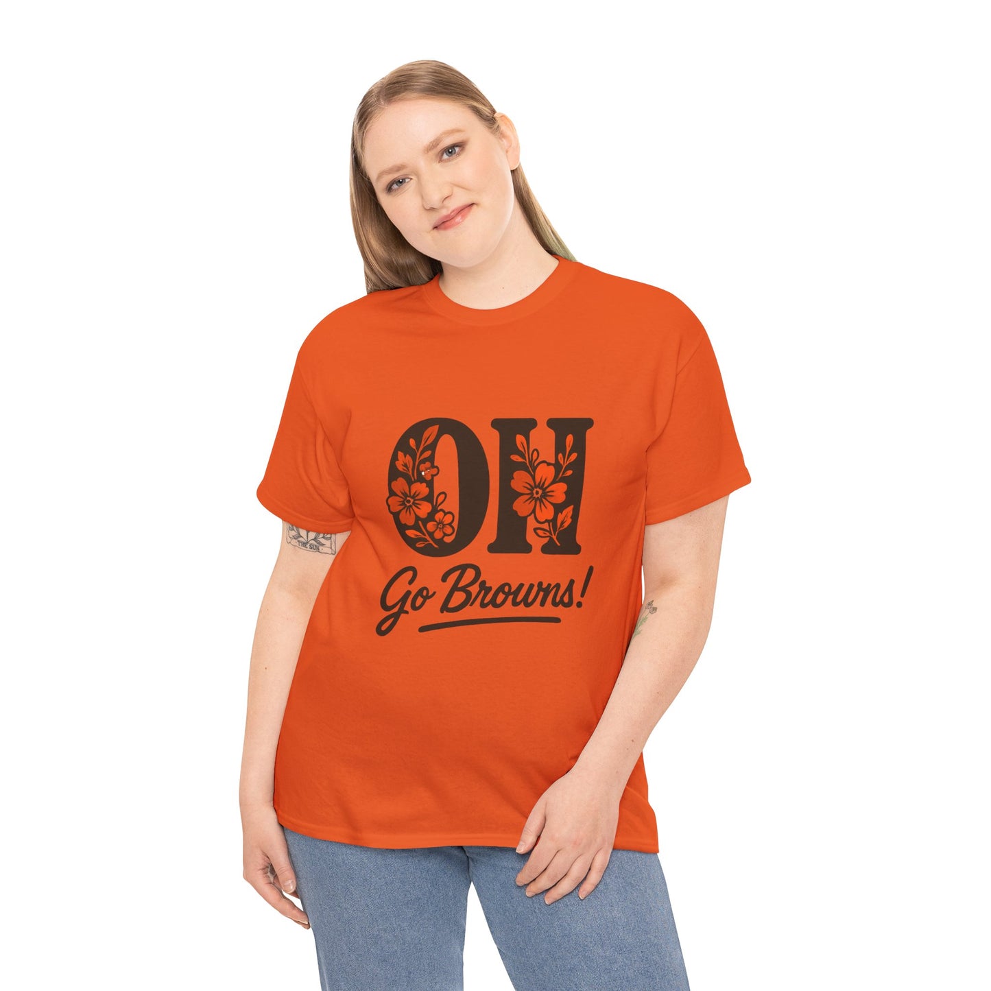 OH Go Browns Floral Unisex Tee, Fan Apparel, Game Day Shirt, Casual Wear, Gift for Sports Lovers