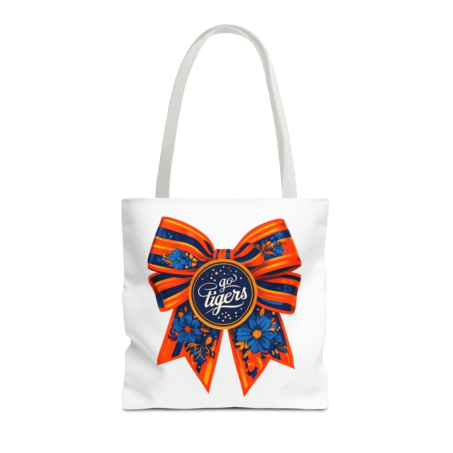 Cheerful Floral Tote Bag - Go Tigers, Sports Fan Gift, Custom Tote, Floral Design, Game Day Bag, Personalized Shopping Bag