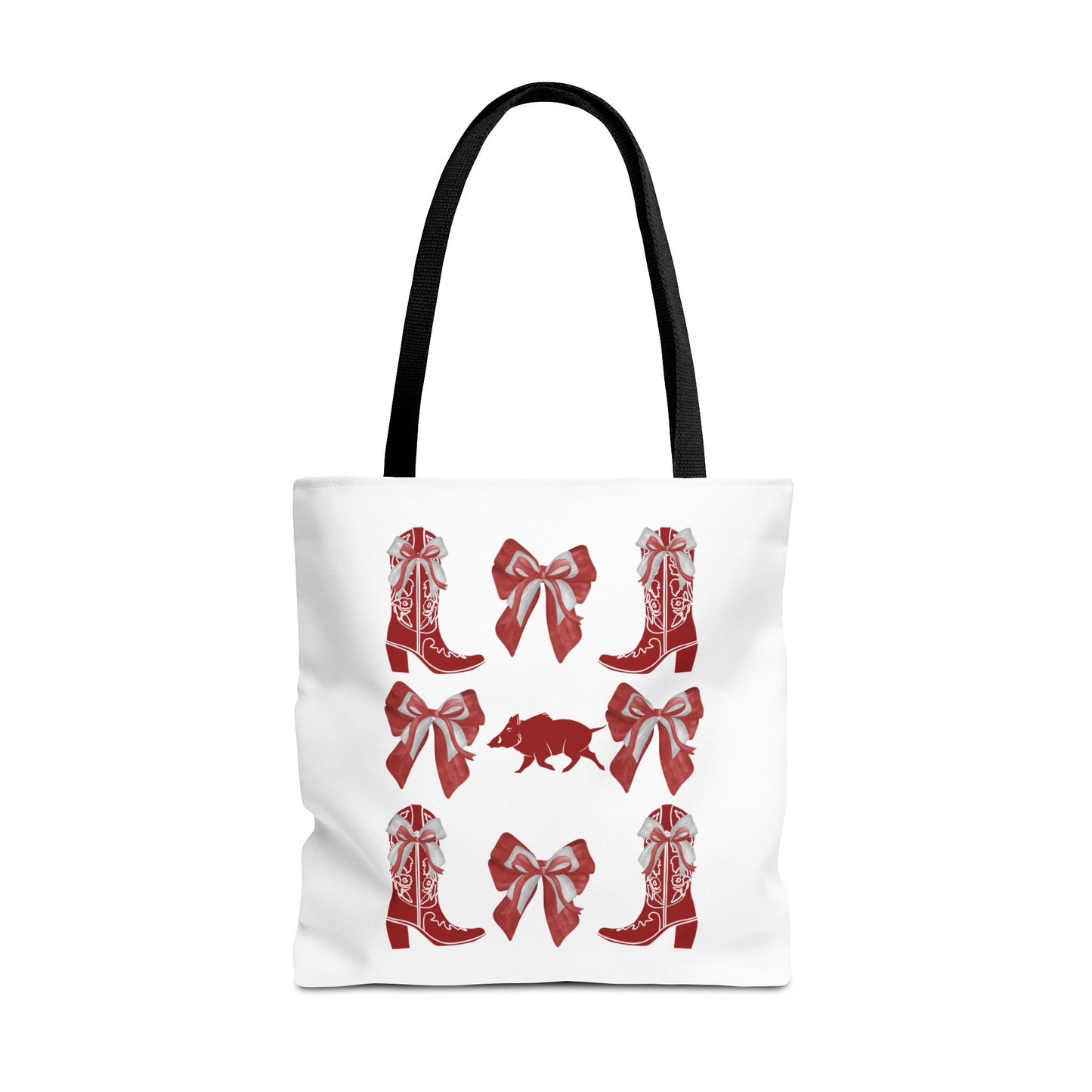 Arkansas Coquette Bow Chic Tote Bag - Stylish Carryall for Cowgirls, Woo Pig Gifts, AR Razorback Fan Gift, Arkansas Game Day Tote, Graduation Gift, Arkansas Alumni
