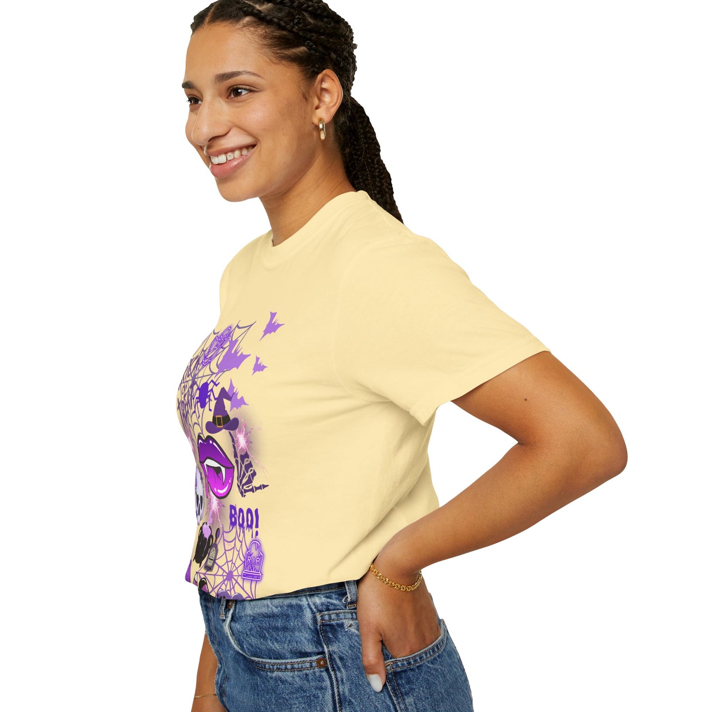 Spooky Purple Vibes Halloween Graphic T-Shirt, Fun Unisex Tee for Spooky Season, Trick or Treat, Boo! Shirt, Halloween Party Wear, Gift Idea