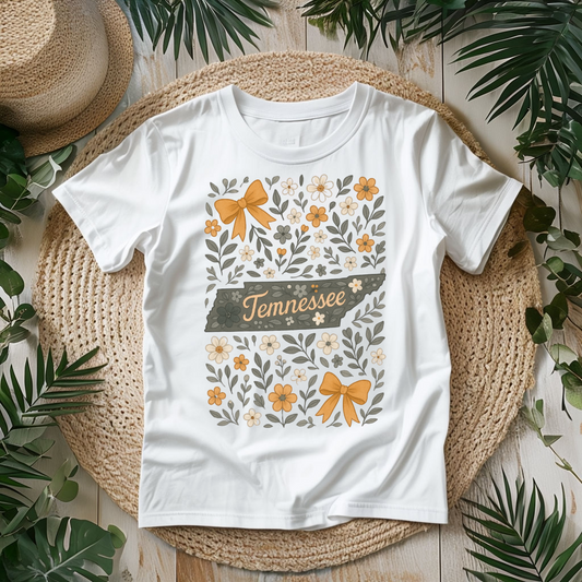Tennessee Floral T-Shirt, Casual Wear, Gift for Her, Souvenir, Nature Lover Apparel, Spring Outfit