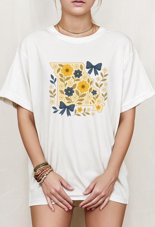 Missouri Floral Unisex T-Shirt, Softstyle Tee, Gift for Her, Spring Fashion, Casual Wear, Personalized Shirt, Eco-Friendly Apparel