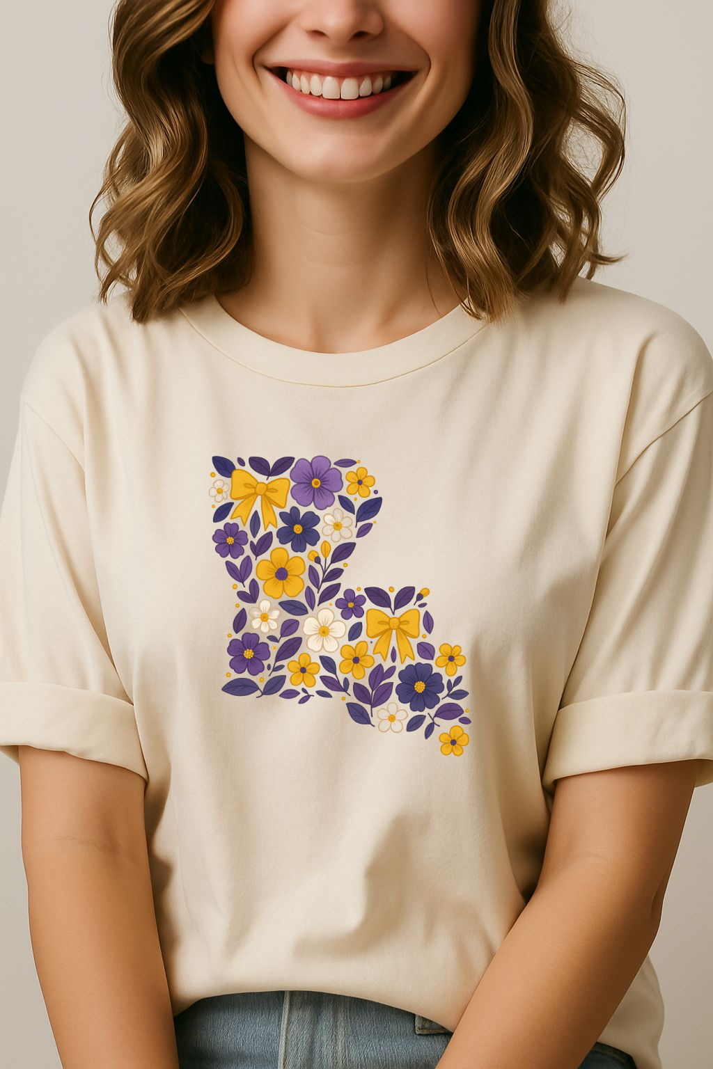 Louisiana Floral Graphic Tee, Casual Unisex T-Shirt, Spring Fashion, Gift for Nature Lovers, Summer Outfit, Southern Pride