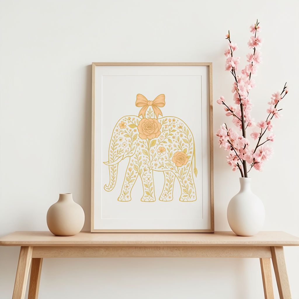 Coquette Elephant Bow Canvas Wall Art