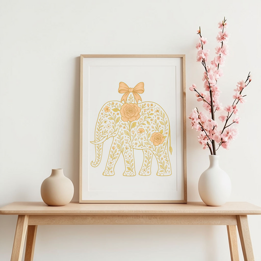 Coquette Elephant Bow Canvas Wall Art