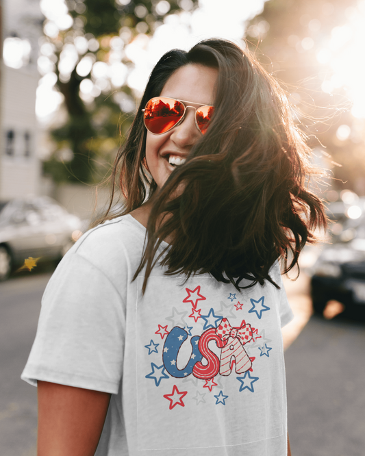 Patriotic Unisex T-Shirt for Independence Day, July 4th Celebration, Star-Patterned Tee, USA Graphic Top, Casual American Apparel