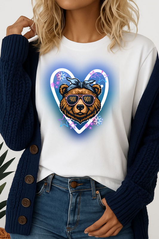 Neon Memphis Bear Graphic T-Shirt, Unisex Fashion Tee, Trendy Apparel, Memphis Grizz, 901 Memphis, Retro Design, Comfort Colors, Memphis Basketball Fan