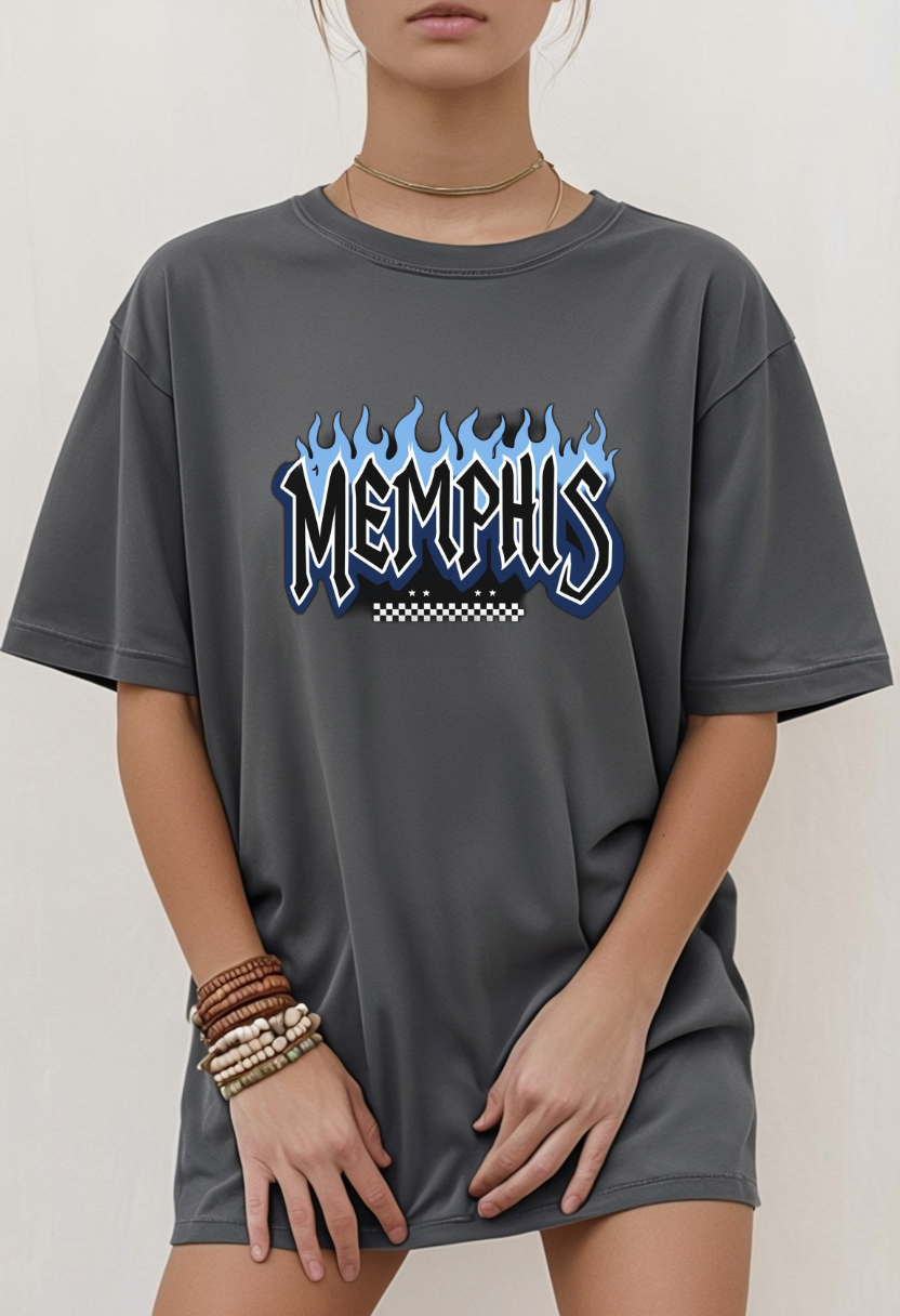 Memphis Flame Graphic T-Shirt, Unisex Tee, Casual Wear, Gift for Music Lovers, Summer Fashion, Graphic Design Shirt