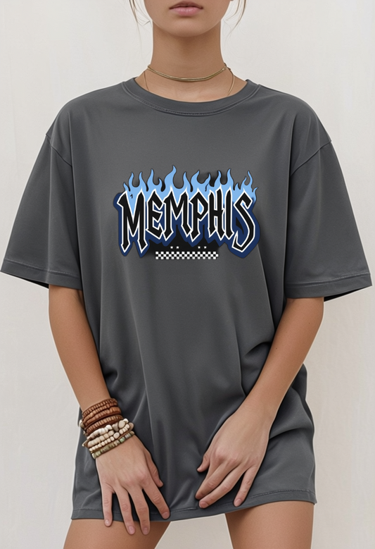 Memphis Flame Graphic T-Shirt, Unisex Tee, Casual Wear, Gift for Music Lovers, Summer Fashion, Graphic Design Shirt