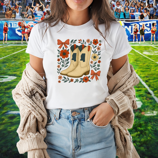 Mississippi Cowboy Boots T-Shirt - Ole Miss Rebels Fan