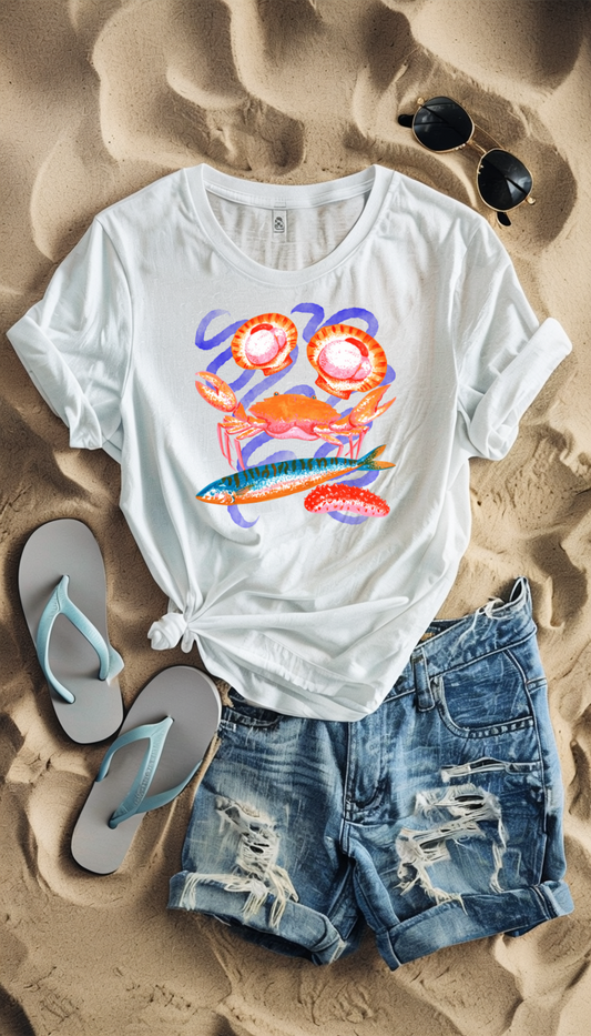 Retro Seafood Graphic T-Shirt - Fresh Catch Comfort Colors Tee